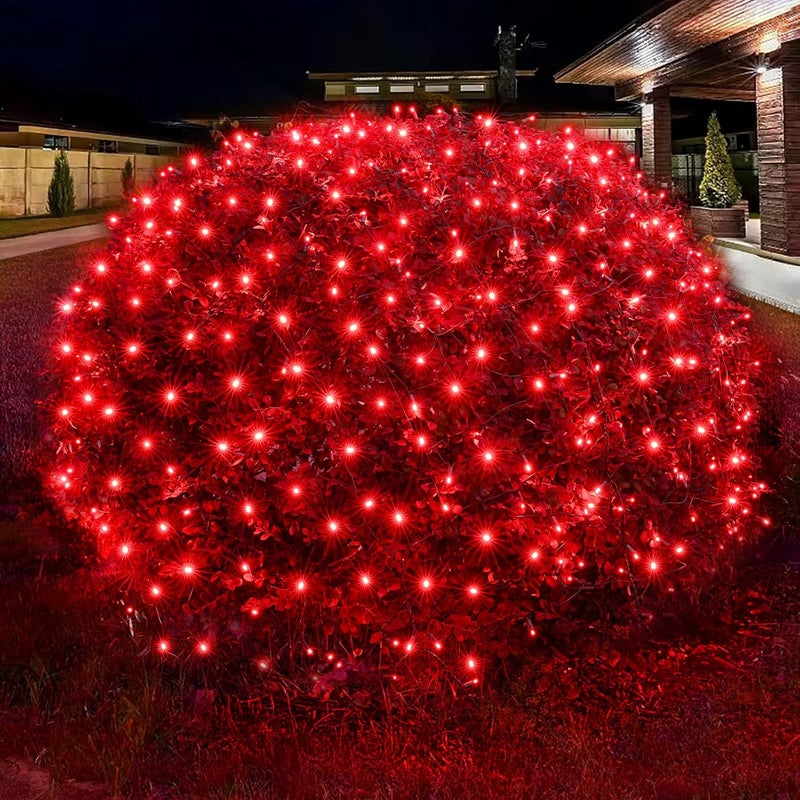 Dirnun Led Christmas Net Lights Red Outdoor Christmas Lights 160LED 5ftx7ft, Waterproof Outdoor Indoor Fairy Mesh Net Light for Xmas Party, Yard, Patio, Trees, Shrubs, Bushes Decorations - Image 1